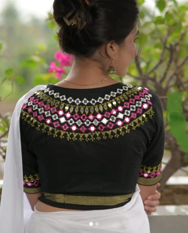 Women Mirror Embroidery  saree blouse